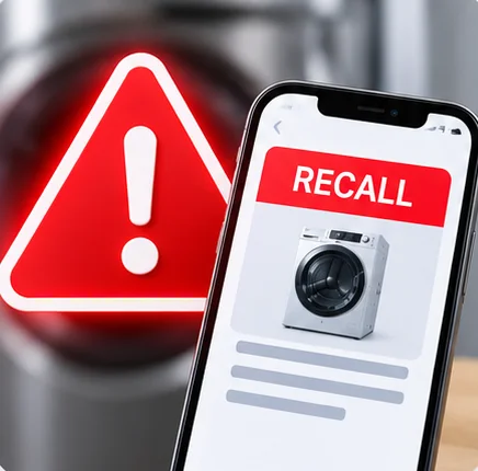 A recall warning on a phone